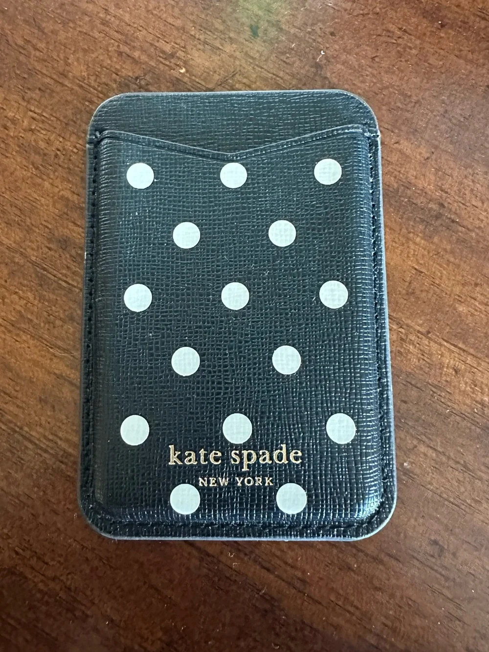 kate spade Black Polka Dot magnetic Card Phone Wallet with Gold Logo